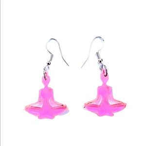Handmade acrylic yoga love earrings sterling silver posts .925